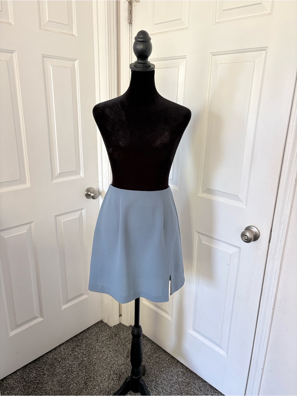 Rampage Vintage Muted Blue Mini Skirt with Side Slit